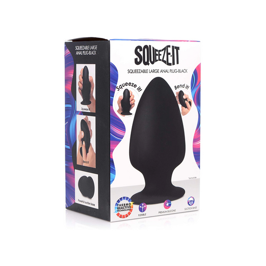Squeezable large anal plug black